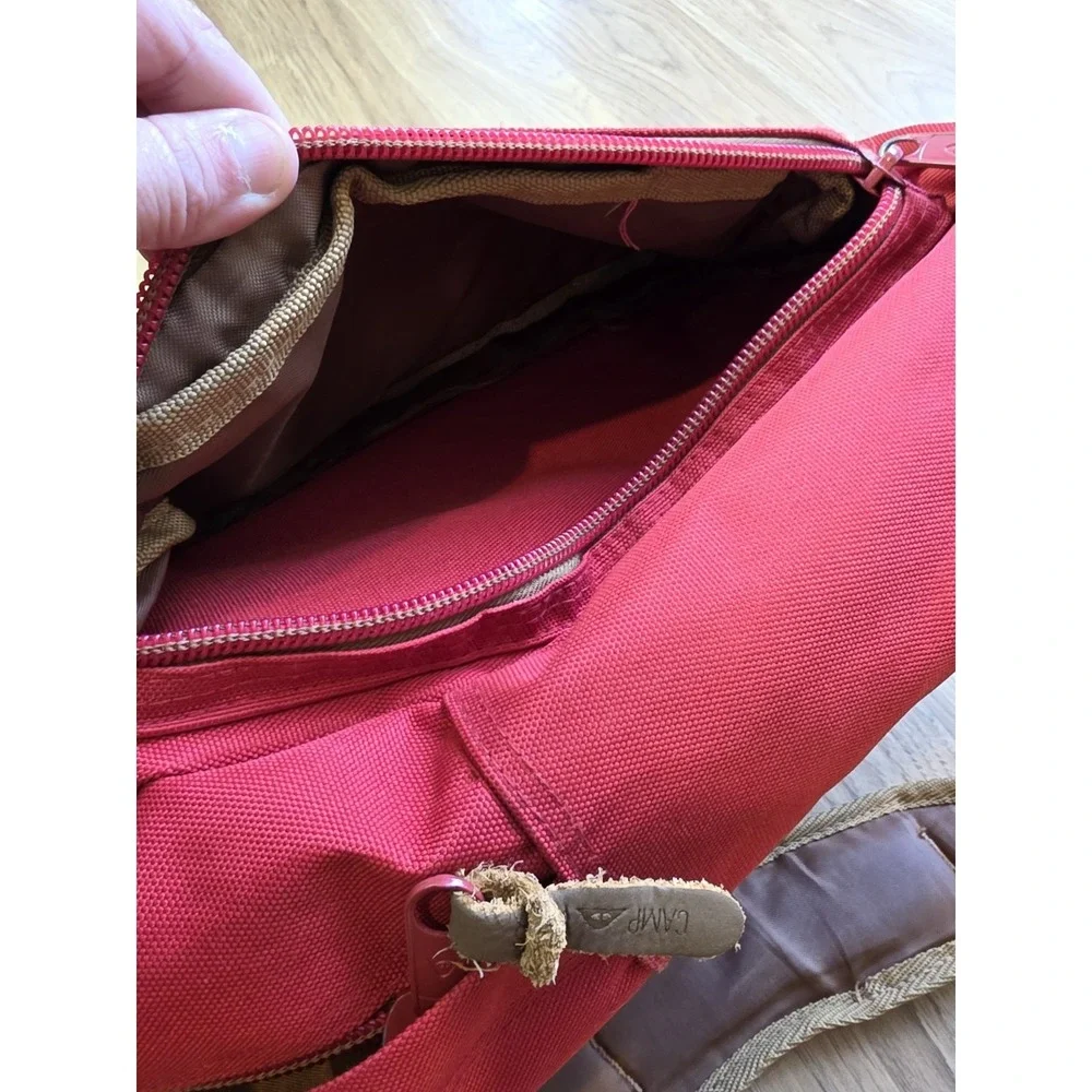 Poler‎ Outdoor Stuff Backpack Red Canvas Brown Leather Portland Oregon